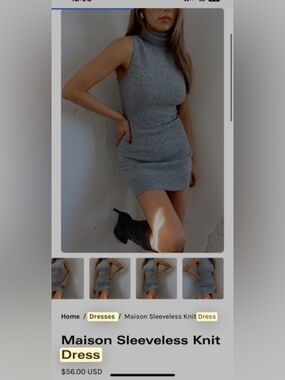 Le Lis Gray Sleeveless Turtleneck Mini Dress